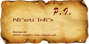Pászti Irén névjegykártya